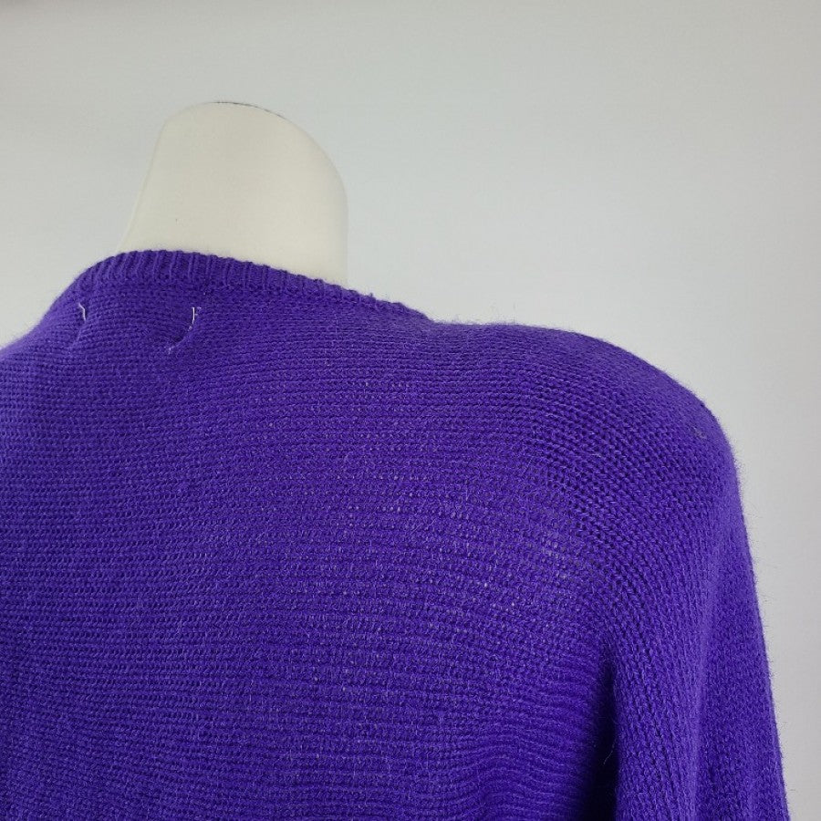 Vintage Impromptu Purple Sequined Flower Sweater Size M/L
