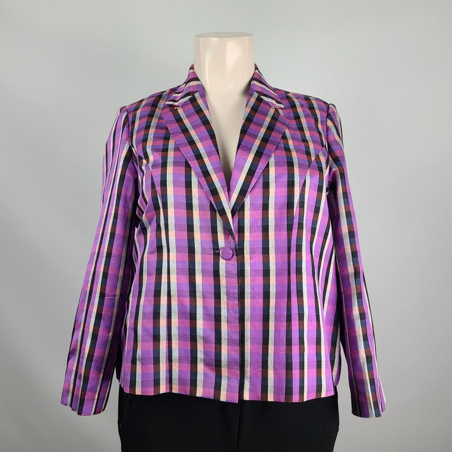 Vintage Purple Plaid Blazer Size XL