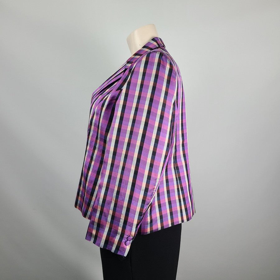 Vintage Purple Plaid Blazer Size XL