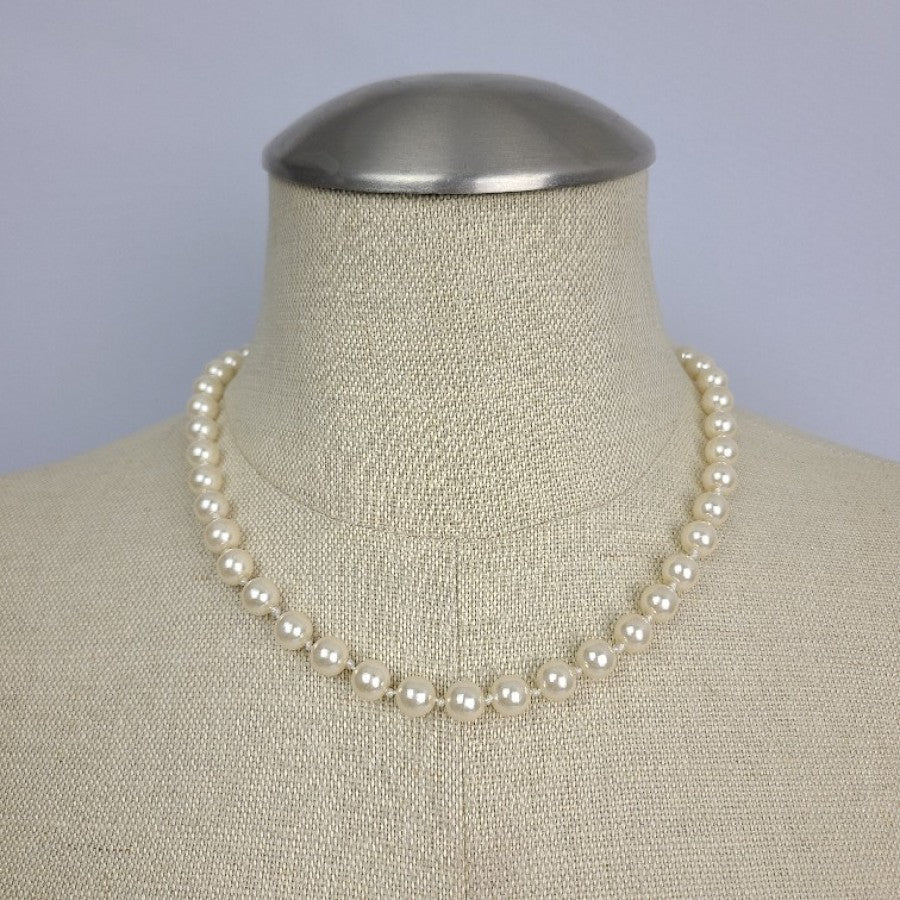 Vintage Hand Knotted Faux Pearl Necklace