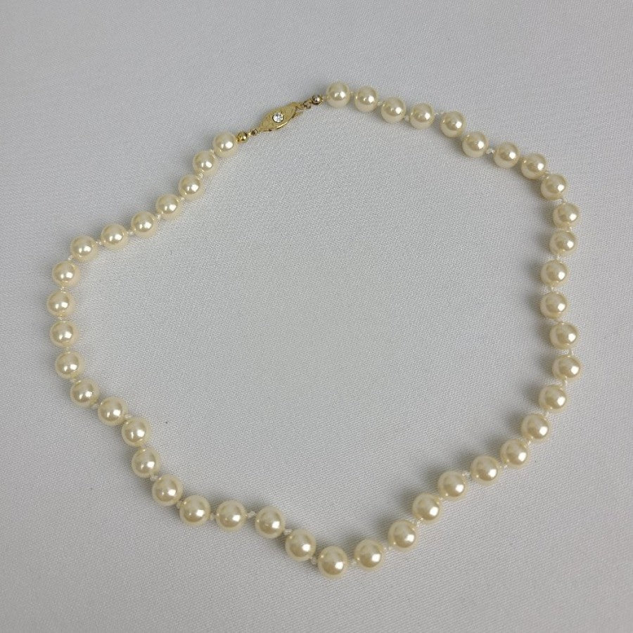 Vintage Hand Knotted Faux Pearl Necklace