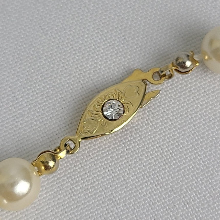 Vintage Hand Knotted Faux Pearl Necklace
