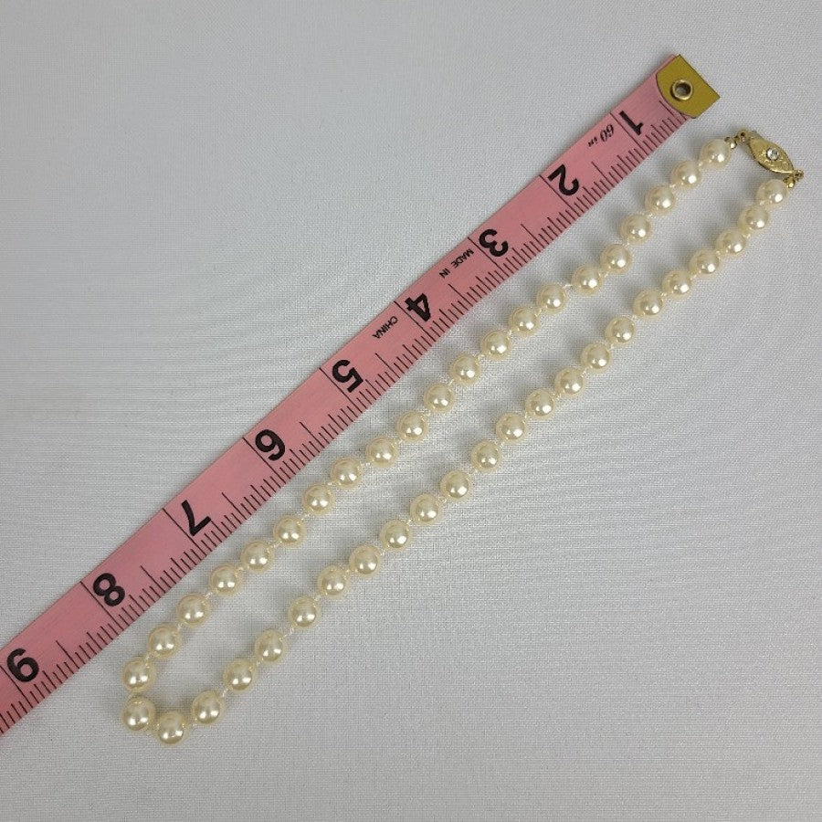 Vintage Hand Knotted Faux Pearl Necklace