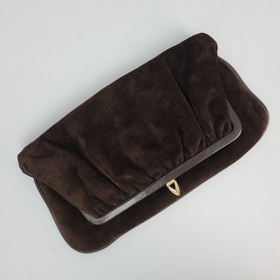 Vintage Brown Suede Clutch Purse