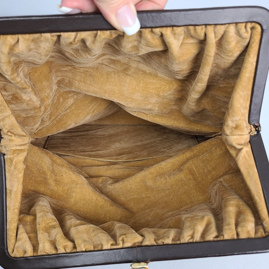Vintage Brown Suede Clutch Purse