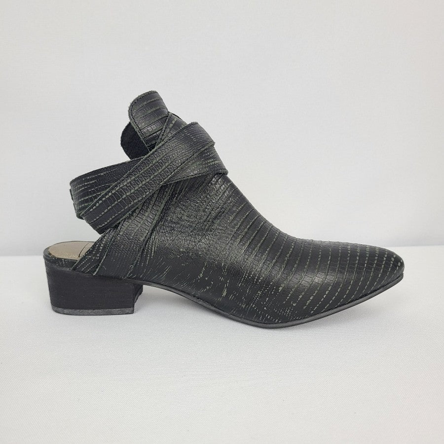 Matisse X Talon Women's Open Back Ankle Wrap Bootie Leather Black Size 6 US