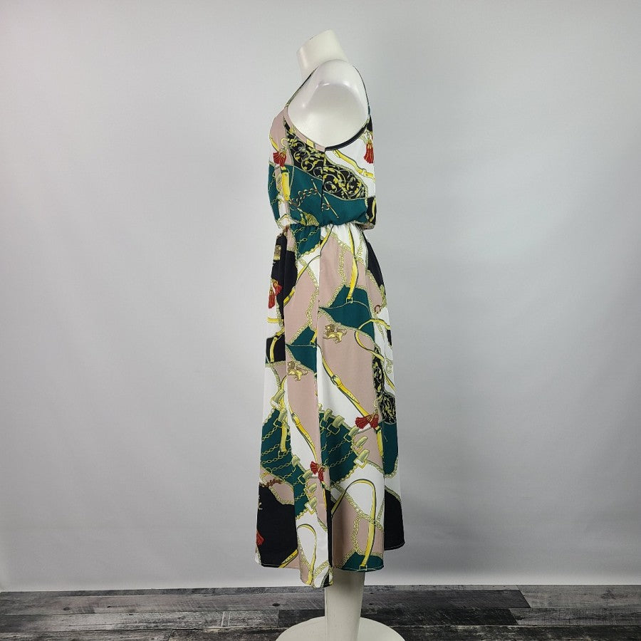 Shein Chain Print Midi Dress Size M
