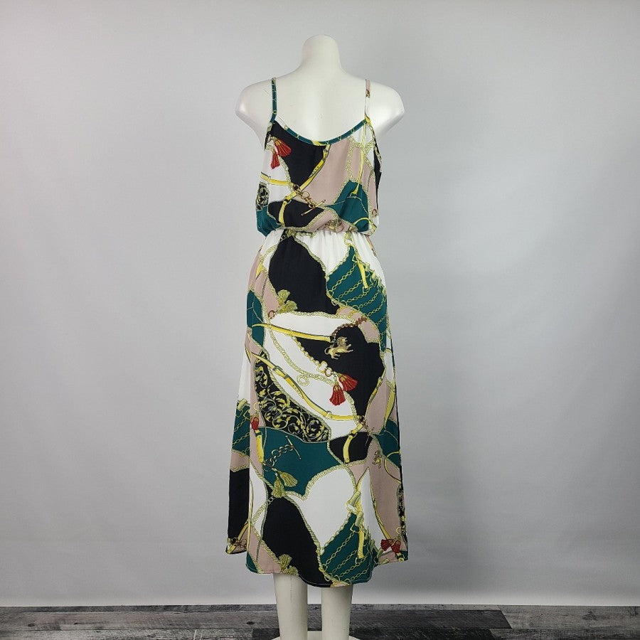 Shein Chain Print Midi Dress Size M