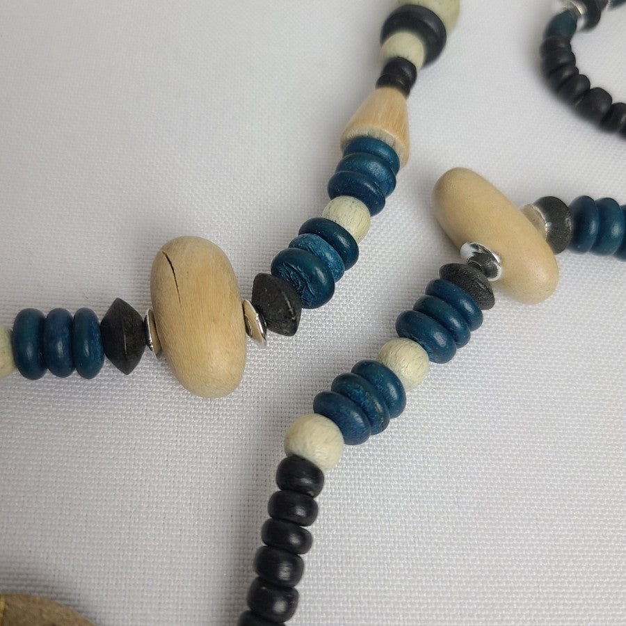 Vintage Beaded Mosaic Oversize Pendant Necklace