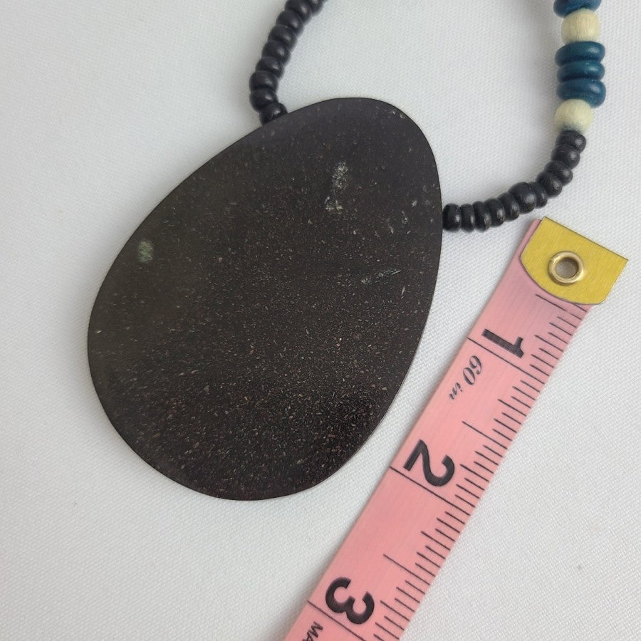 Vintage Beaded Mosaic Oversize Pendant Necklace