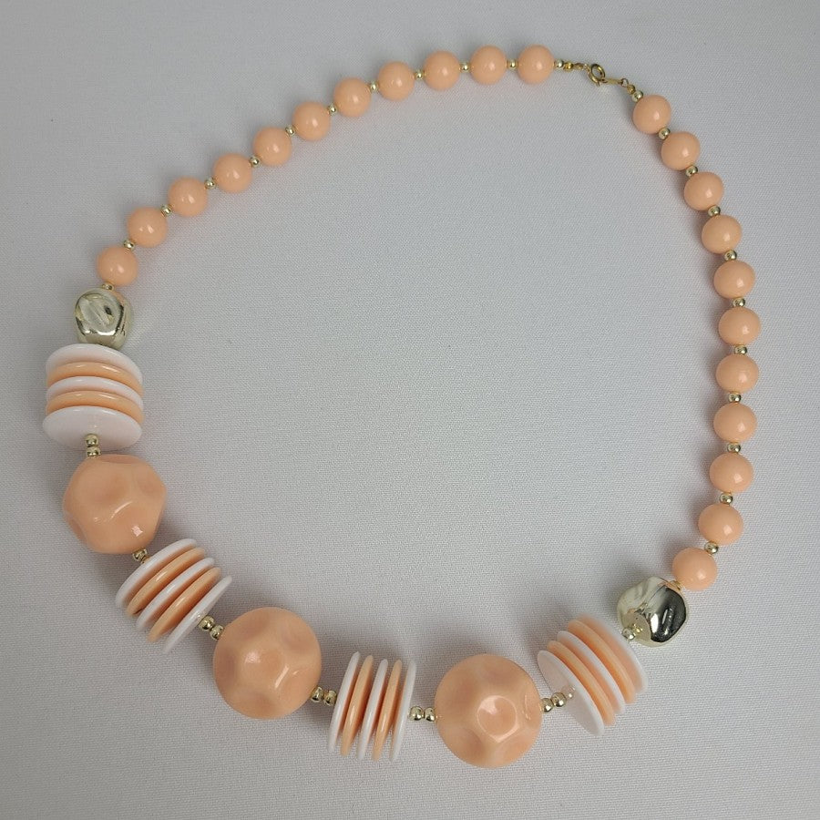 Vintage Peach Necklace Chunky Beaded
