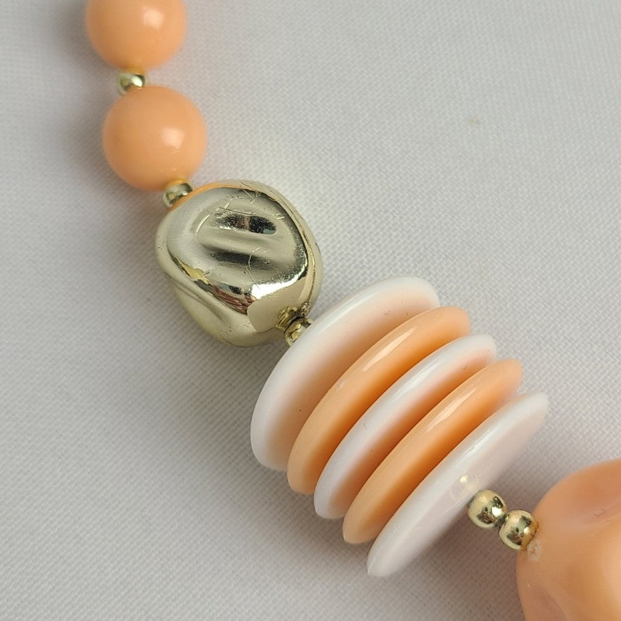 Vintage Peach Necklace Chunky Beaded