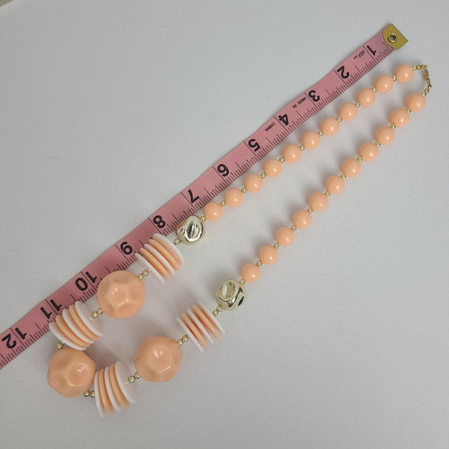 Vintage Peach Necklace Chunky Beaded