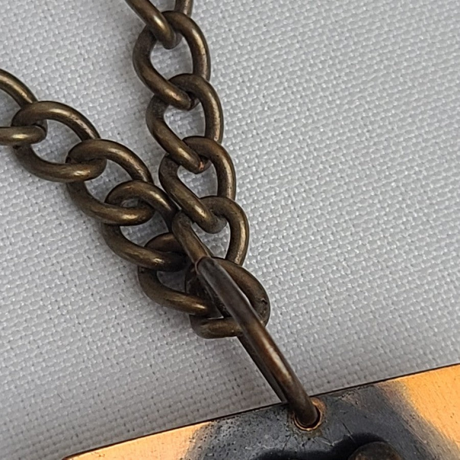Vintage Copper Ballerina Pendant Brooch Chain Necklace
