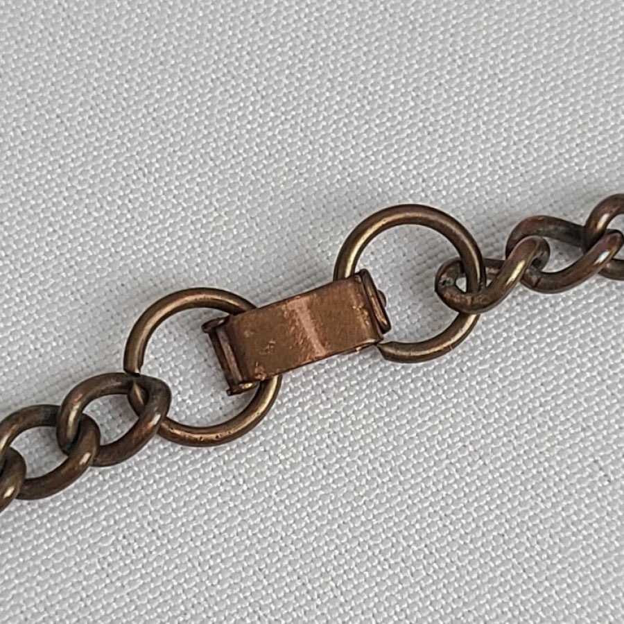 Vintage Copper Ballerina Pendant Brooch Chain Necklace