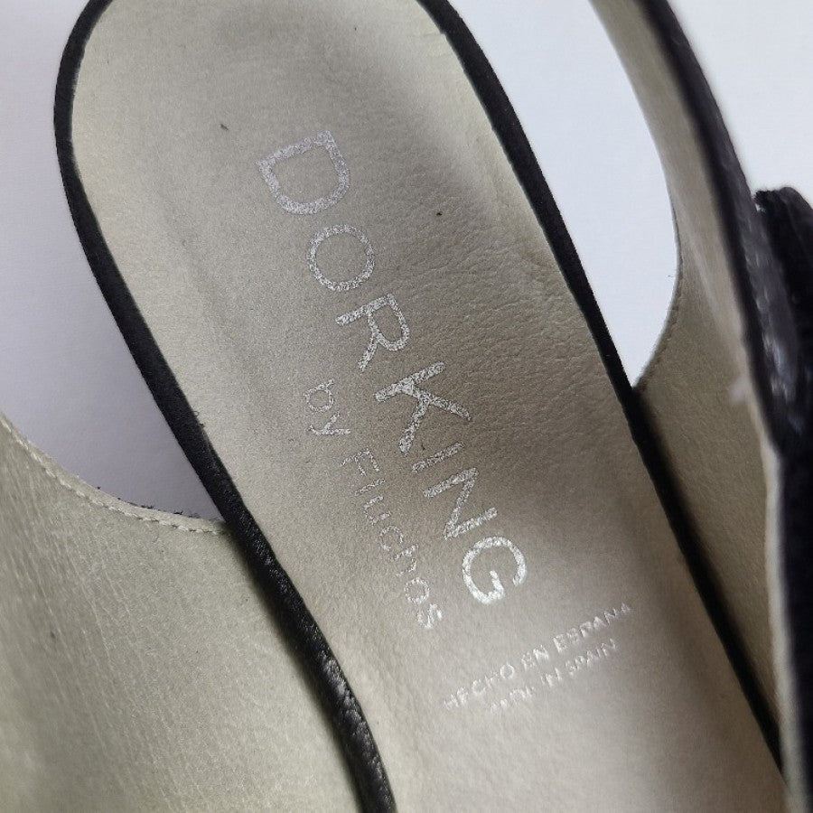 Dorking Black Able Strap Leather Low Heel Shoes Size 7