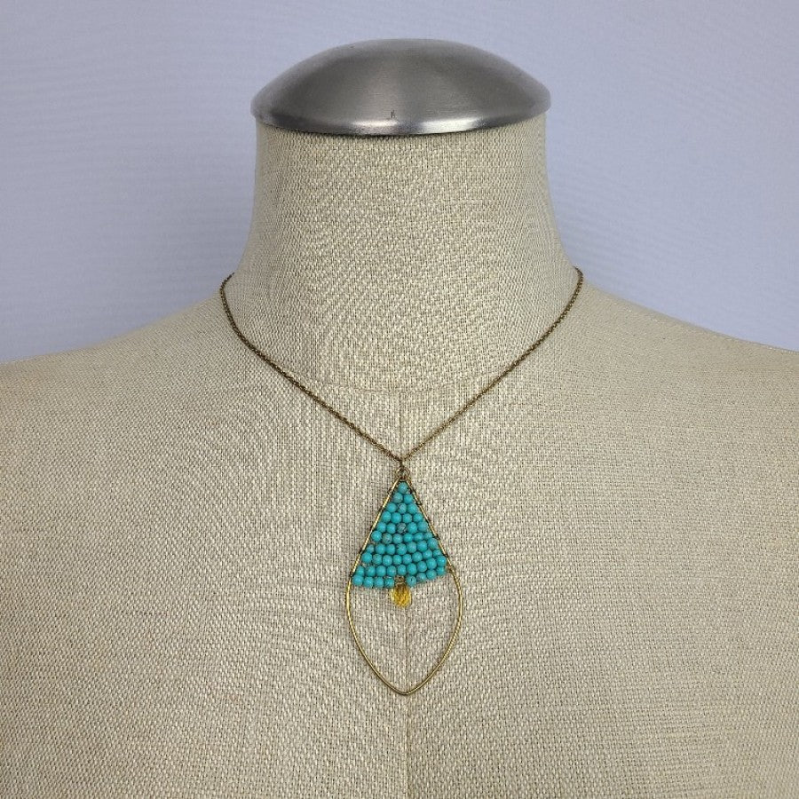 Stella & Dot Goa Turquoise Beaded Pendant Necklace