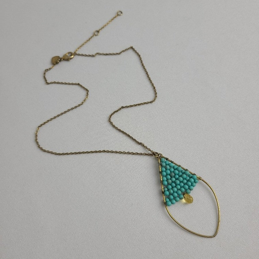 Stella & Dot Goa Turquoise Beaded Pendant Necklace