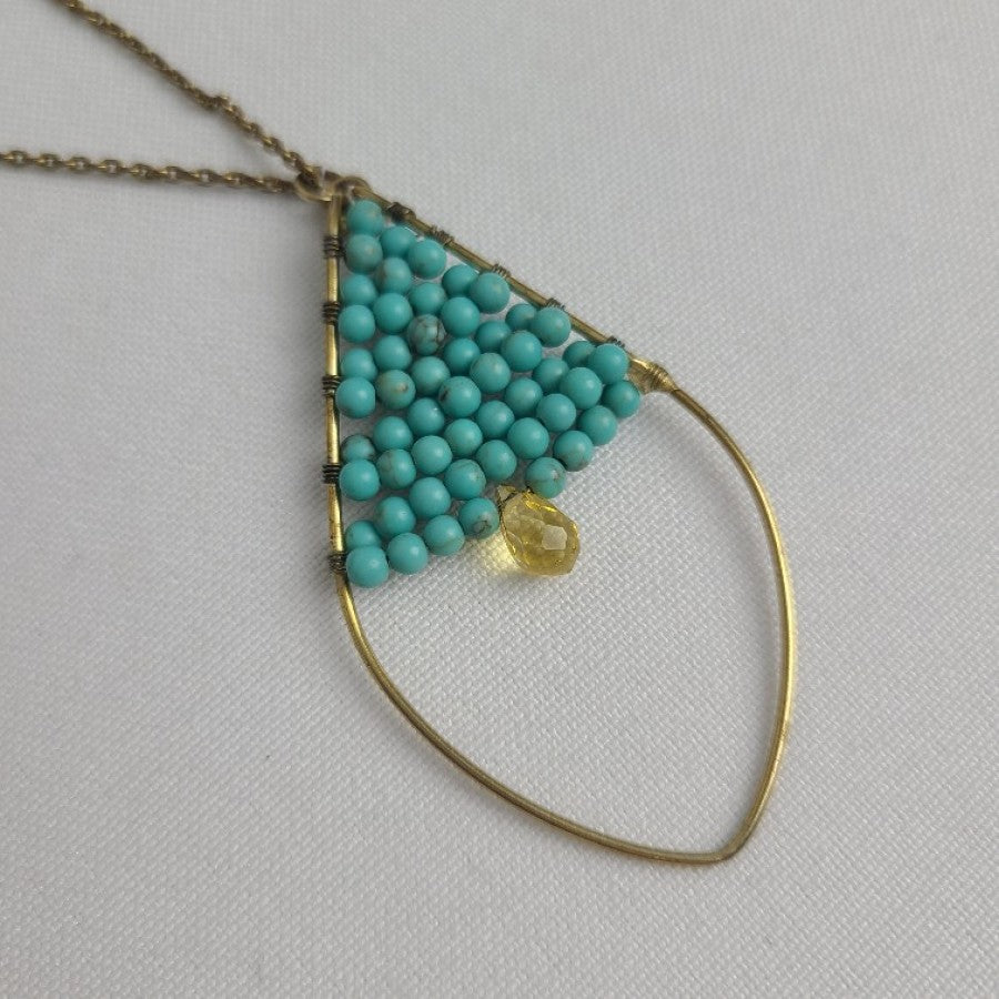 Stella & Dot Goa Turquoise Beaded Pendant Necklace