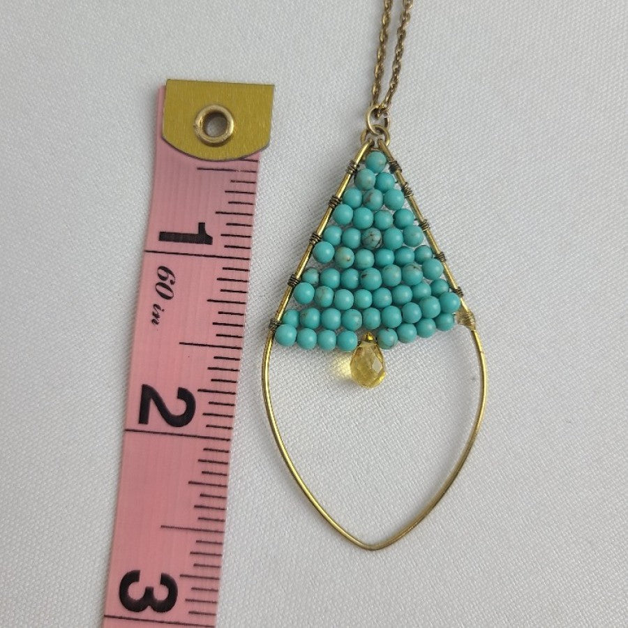 Stella & Dot Goa Turquoise Beaded Pendant Necklace