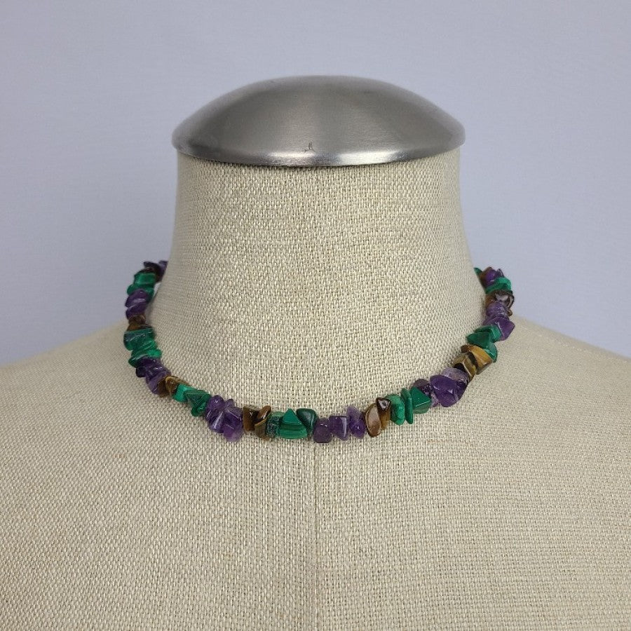 Natural Stone Beaded Wrap Choker & Bracelet