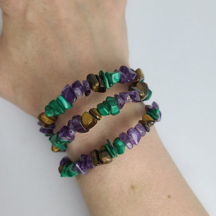 Natural Stone Beaded Wrap Choker & Bracelet