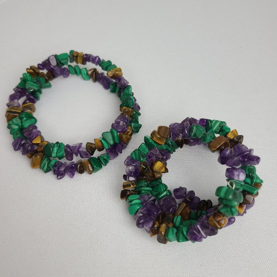 Natural Stone Beaded Wrap Choker & Bracelet