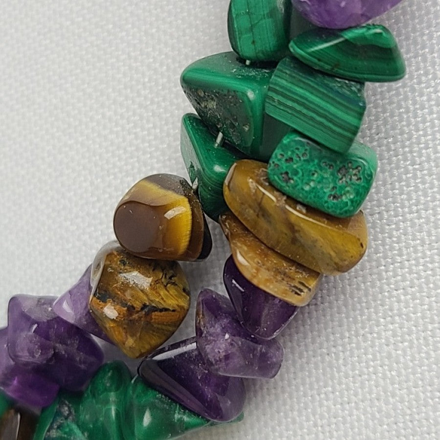 Natural Stone Beaded Wrap Choker & Bracelet
