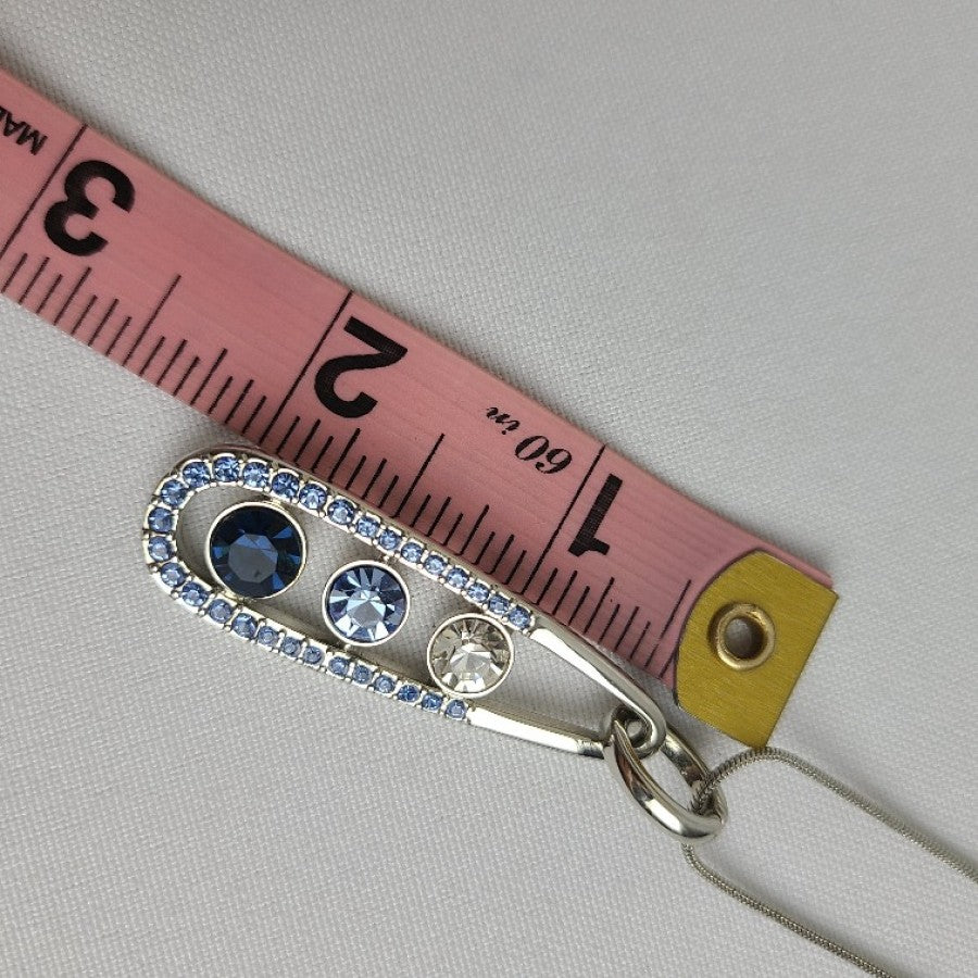 Lia Sophia Blue Crystal Silver Tone Pendant Necklace