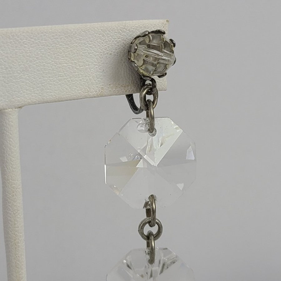 Vintage Glass Chandelier Clip On Earrings