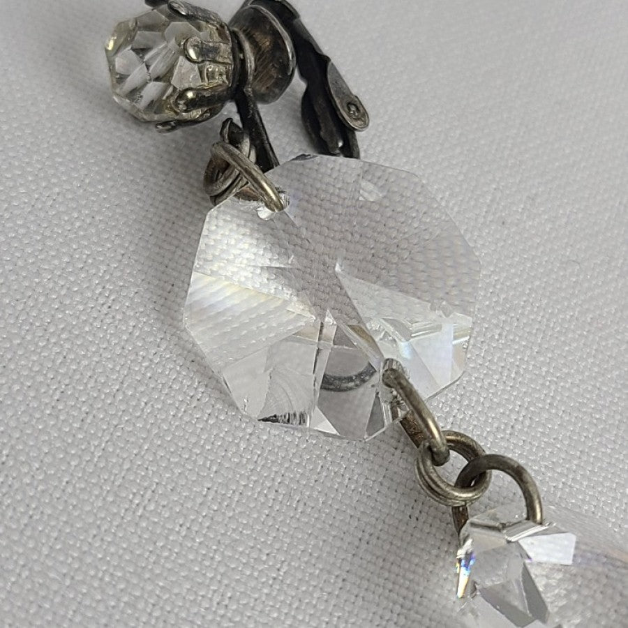 Vintage Glass Chandelier Clip On Earrings