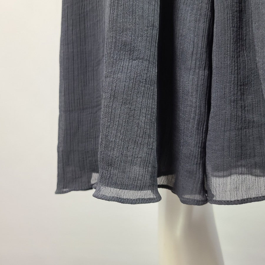 H&M Grey Cross Over Chiffon Knee Length Dress Size 8