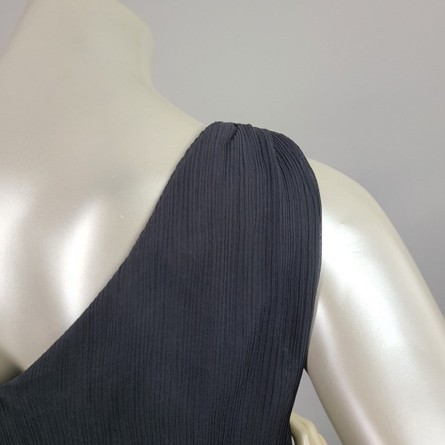 H&M Grey Cross Over Chiffon Knee Length Dress Size 8