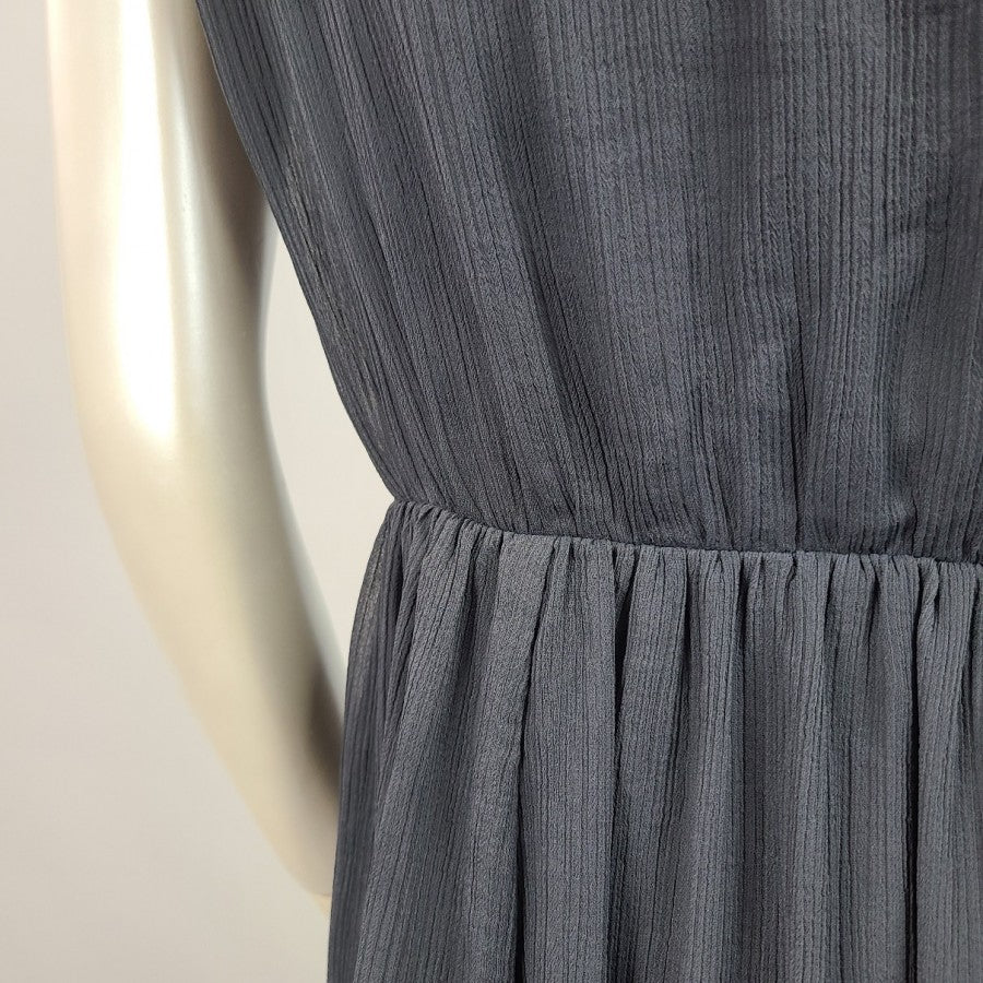 H&M Grey Cross Over Chiffon Knee Length Dress Size 8