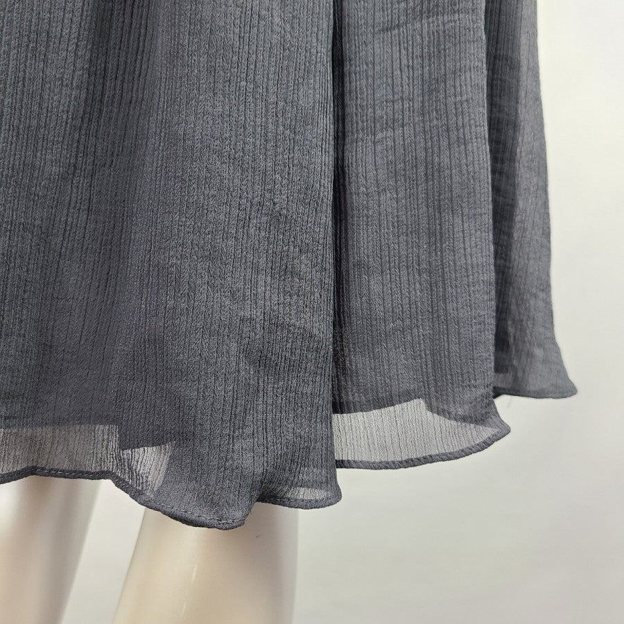 H&M Grey Cross Over Chiffon Knee Length Dress Size 8