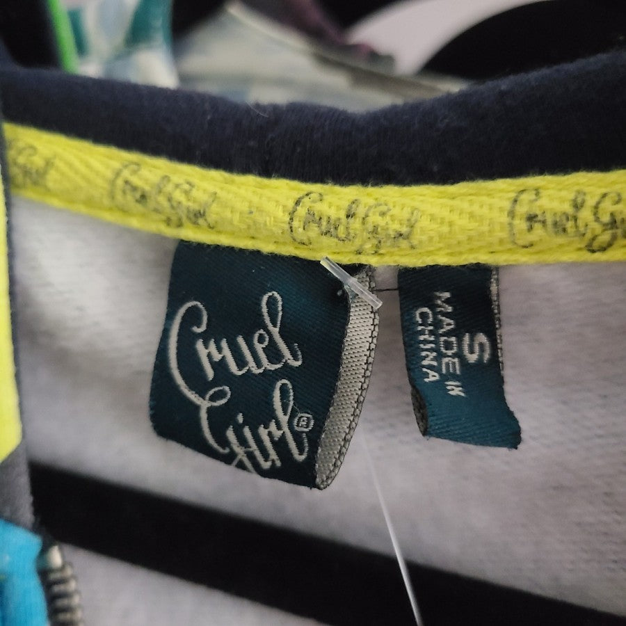 Cruel Girl Blue & Green Graphic Print Zip Up Hoodie Size S