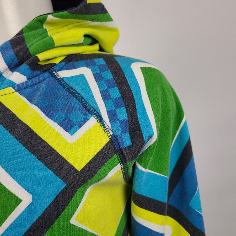 Cruel Girl Blue & Green Graphic Print Zip Up Hoodie Size S