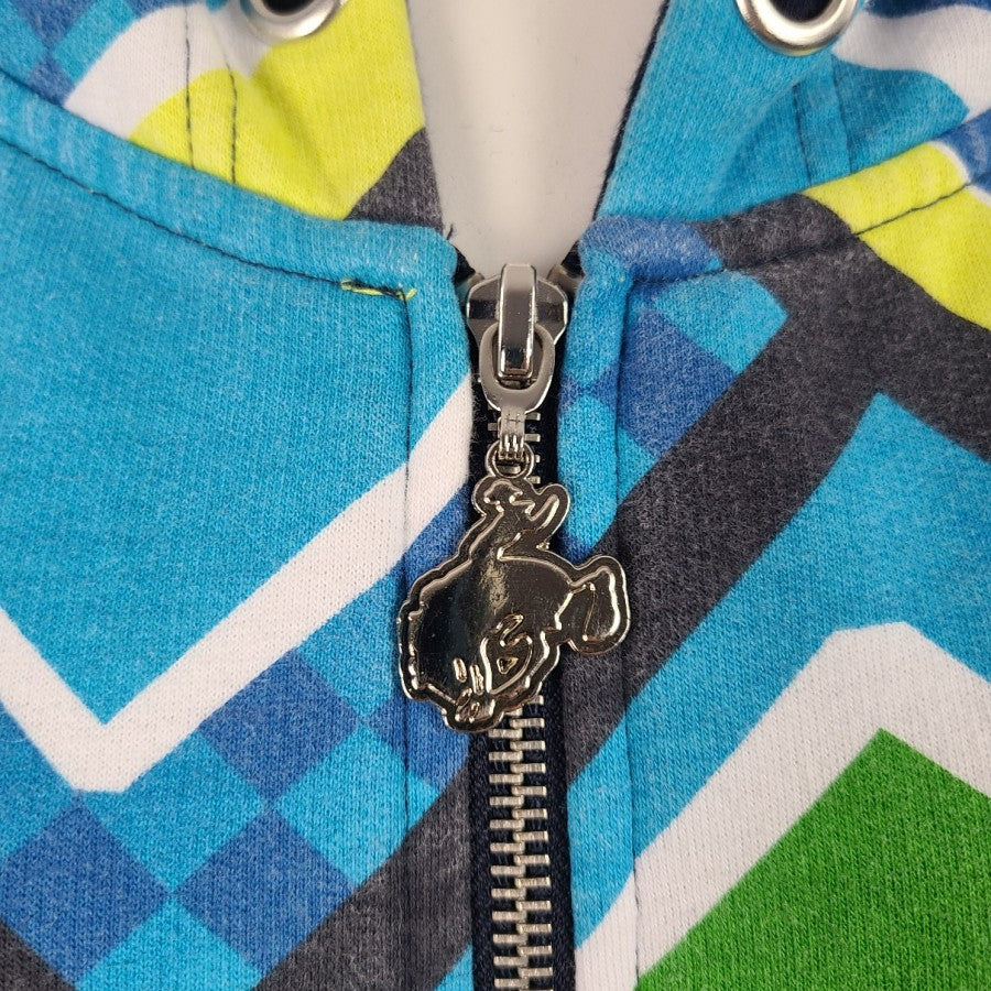 Cruel Girl Blue & Green Graphic Print Zip Up Hoodie Size S