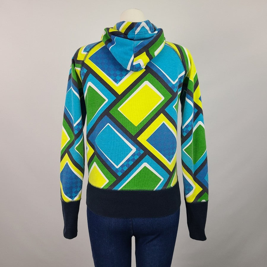 Cruel Girl Blue & Green Graphic Print Zip Up Hoodie Size S