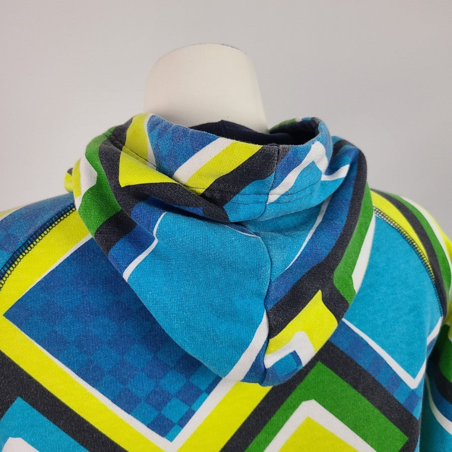 Cruel Girl Blue & Green Graphic Print Zip Up Hoodie Size S