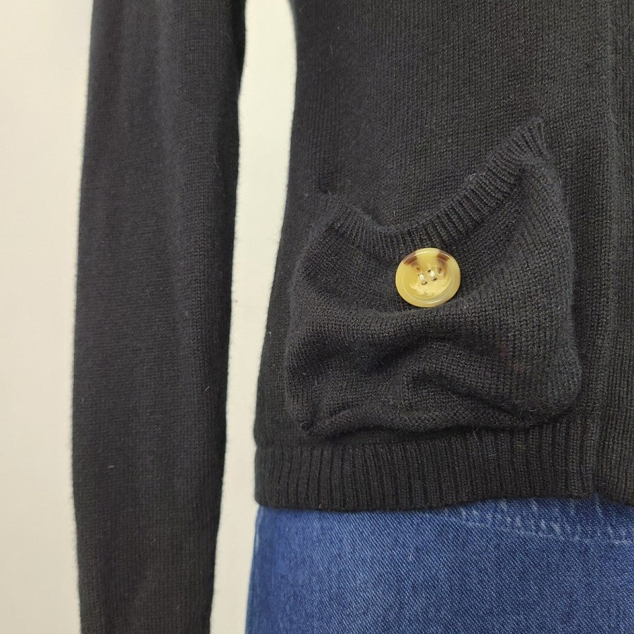 True Character Black Cotton Button Cardigan Size S