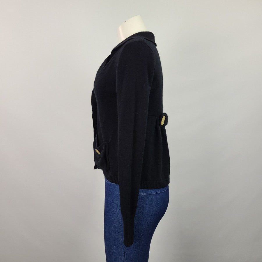 True Character Black Cotton Button Cardigan Size S