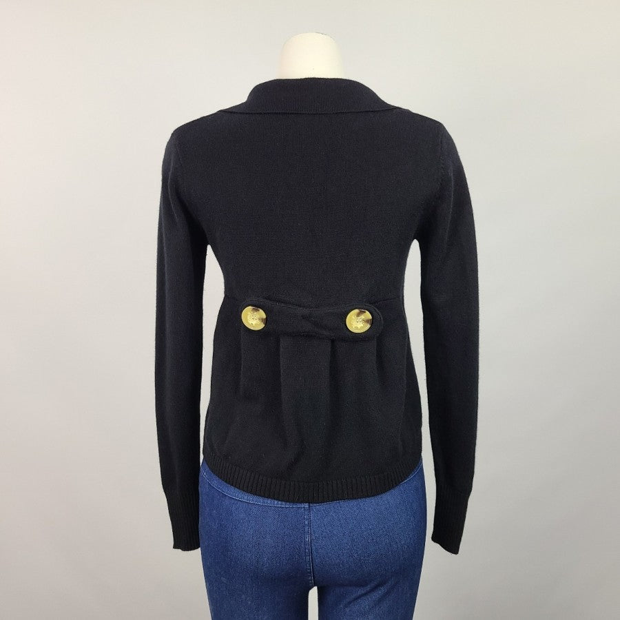 True Character Black Cotton Button Cardigan Size S