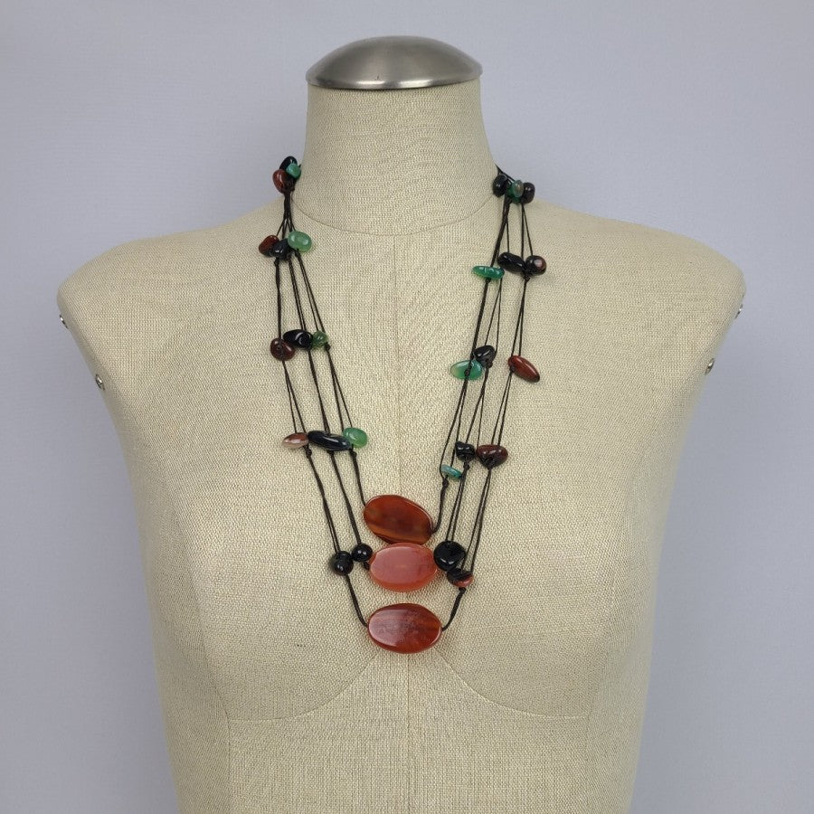 Polished Natural Stone Layered Necklace