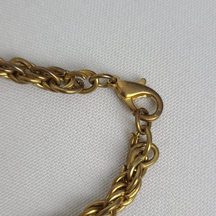 Vintage Flower Pendant Long Chain Necklace Gold Tone