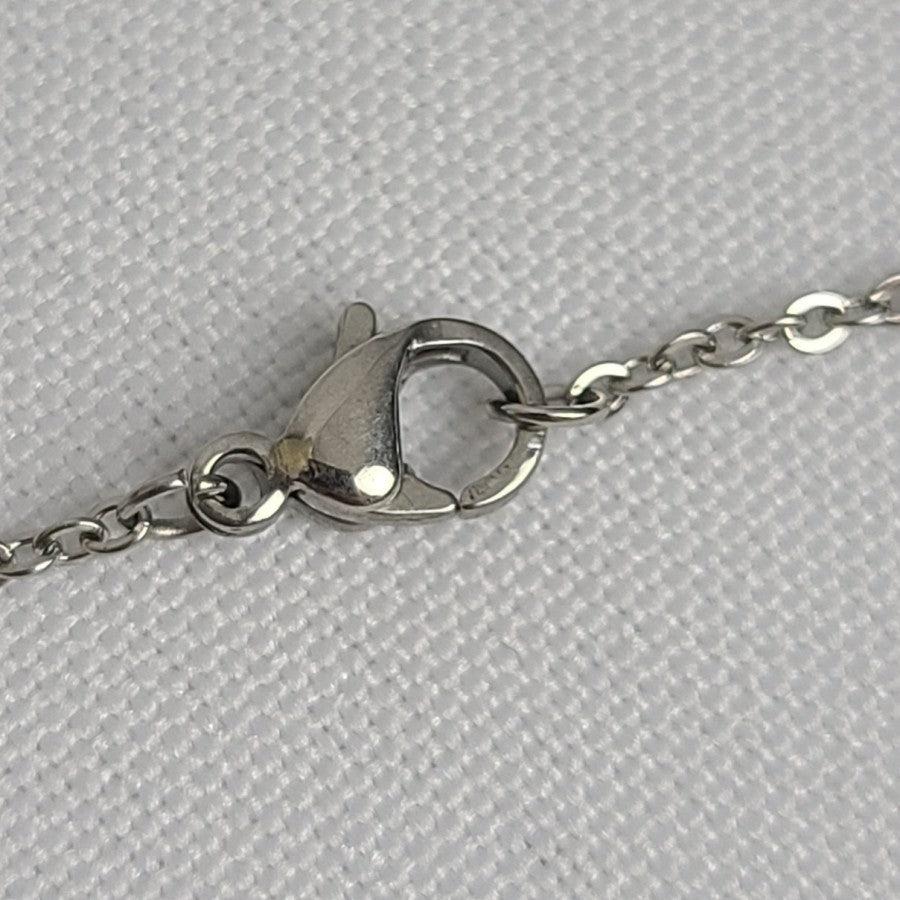 Silver & Pink Rhinestone Heart Dainty Pendant Necklace
