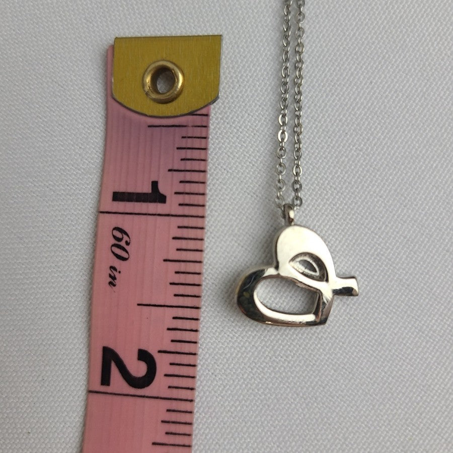 Silver & Pink Rhinestone Heart Dainty Pendant Necklace