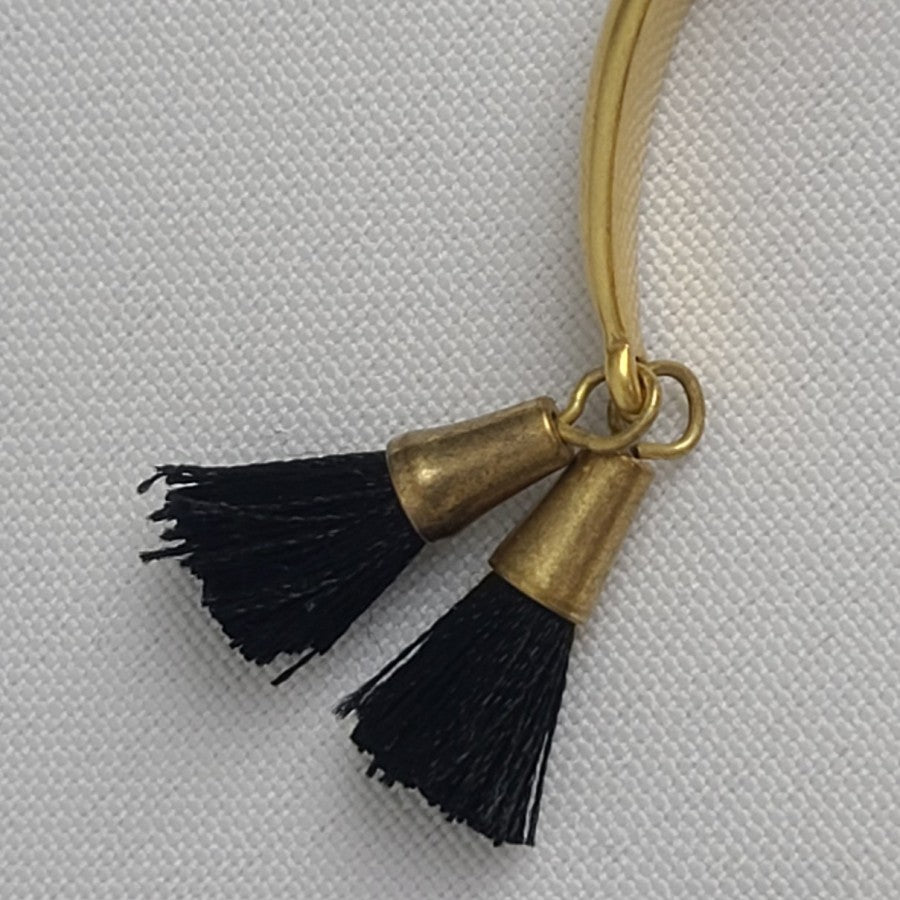 Stella & Dot Matt Gold Black Beaded Cuff Bracelet