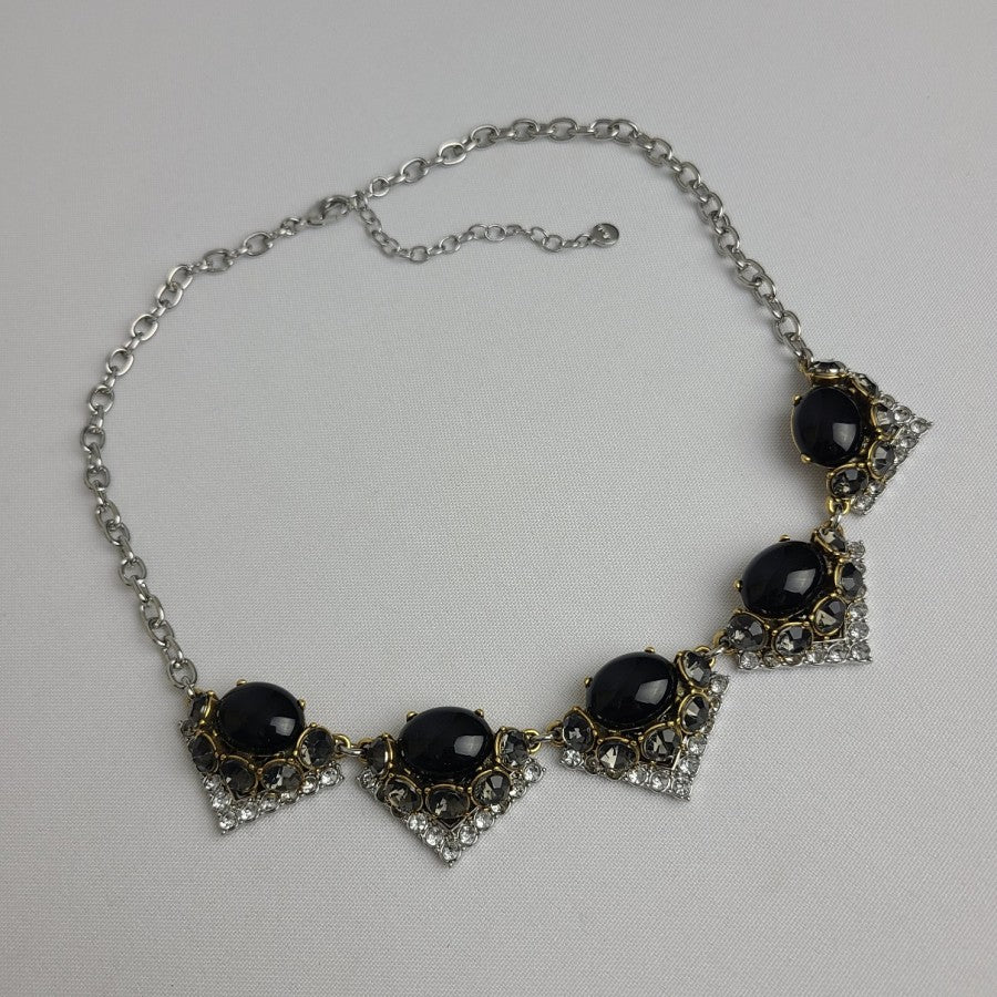 Stella & Dot Rory Statement Necklace Black Glass Rhinestone