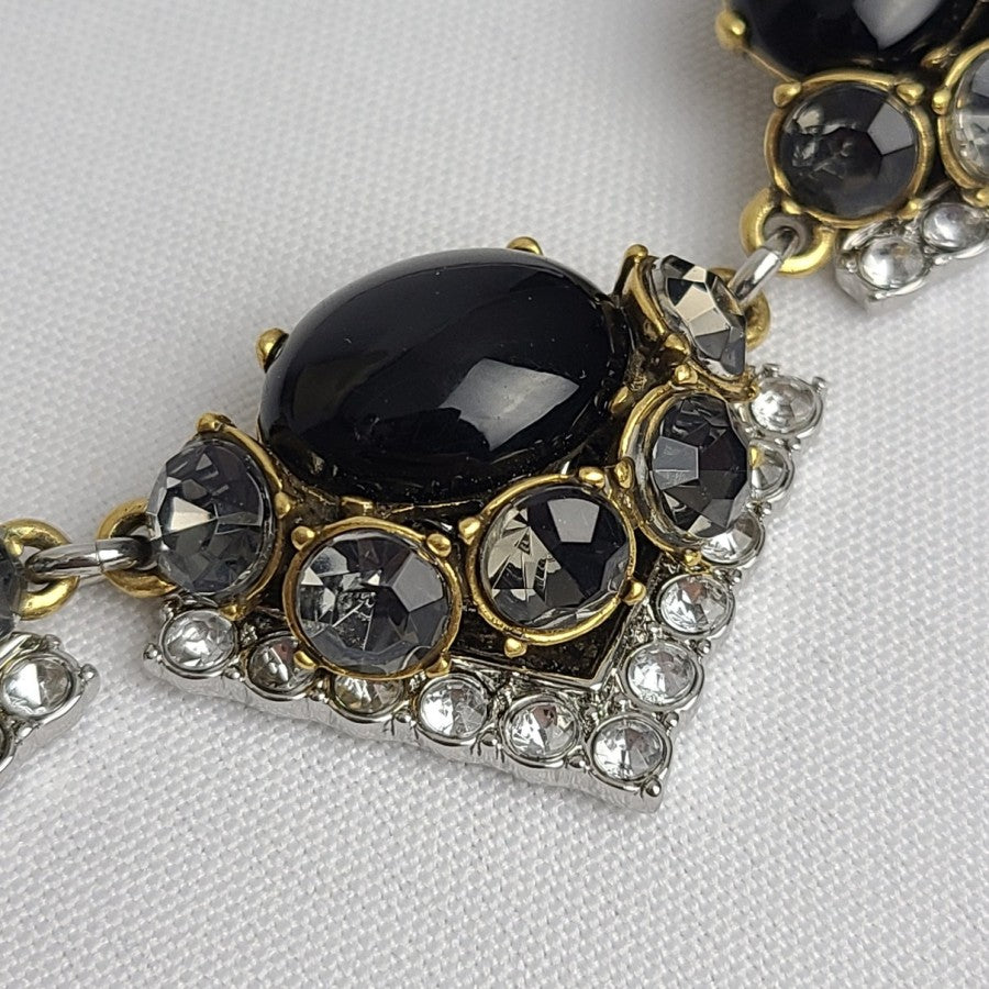 Stella & Dot Rory Statement Necklace Black Glass Rhinestone